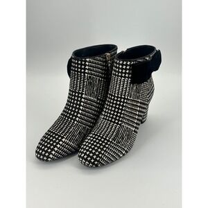 Kate Spade Holly Houndstooth Haircalf Ankle Boots Bow Detail Size 7M New in Box